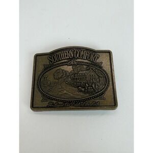 Southern Comfort Whiskey Under Your Belt Brass Belt Buckle Advertising #2